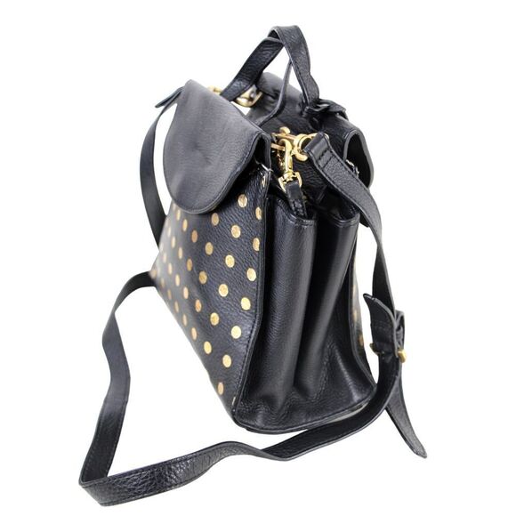 kate spade Saturday BLACK LEATHER POLKA DOT SHOULDER BAG XBODY SATCHEL PURSE - Picture 6 of 16